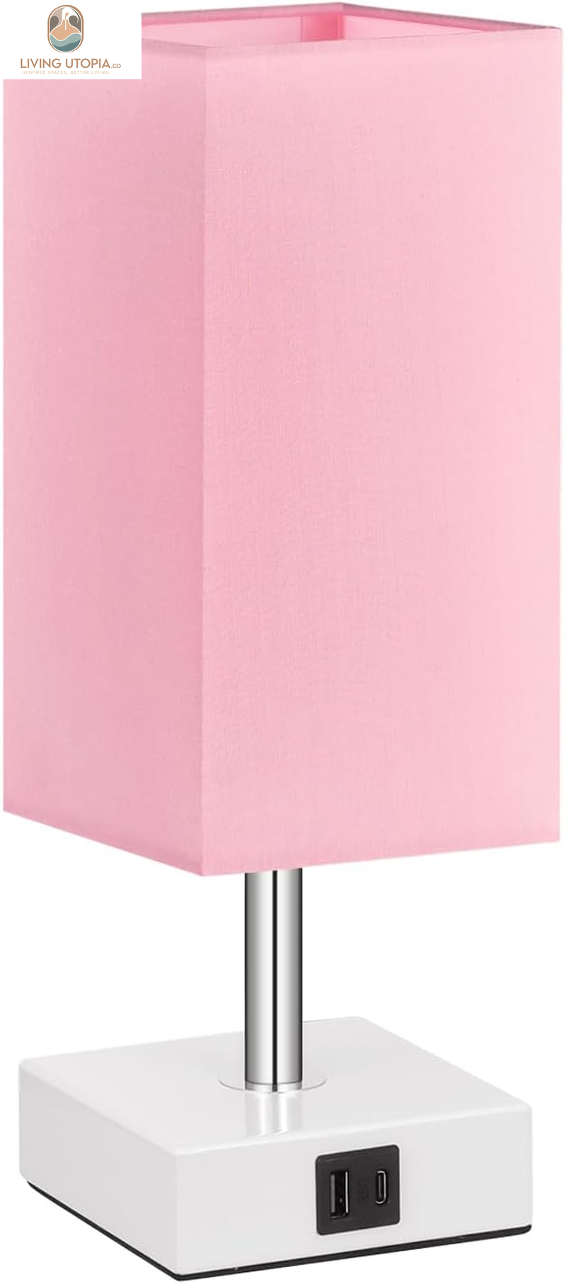 Touch Control Table Lamp with 2 USB Charging Ports, 3 Way Touch Lamps beside Desk, Nightstand Lamp for Bedrooms Living Room, Pink Shade with White Base, LED Bulb Included(Pink)