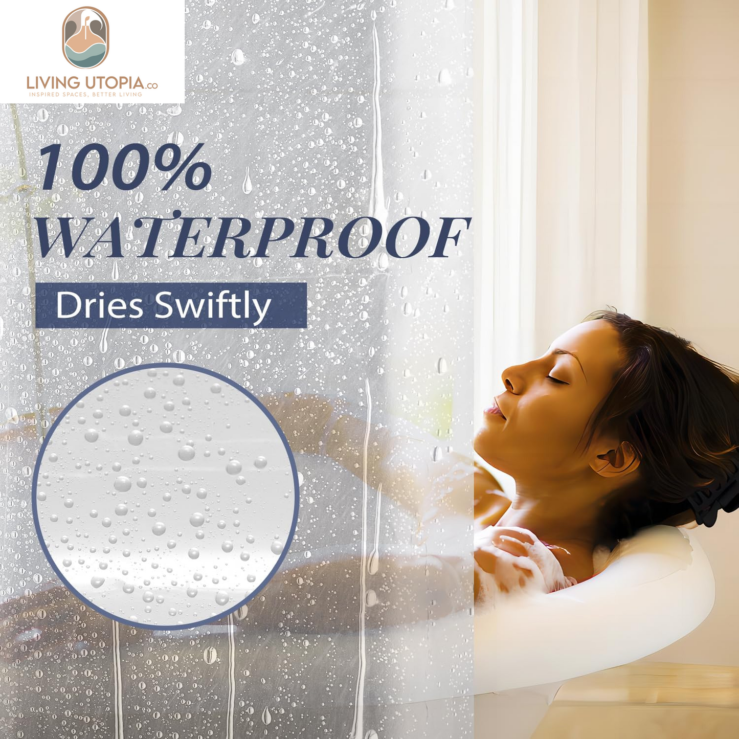 Clear Shower Curtain Liner Waterproof, 72X72 Lightweight
