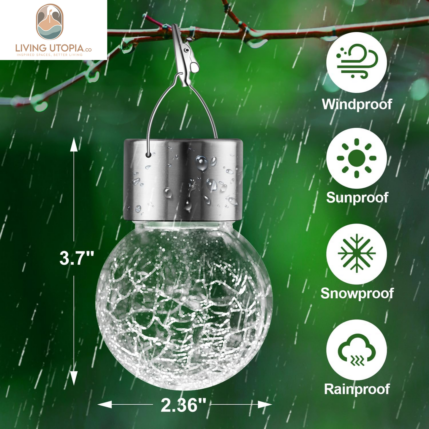 Solar Lights Outdoor Decorative 12 Pack, Hanging Solar Garden Lights Waterproof, Solar Powered Globe Lantern Cracked Glass Ball Lights for Yard Patio Fence Tree Umbrella Holiday Decoration,Warm White
