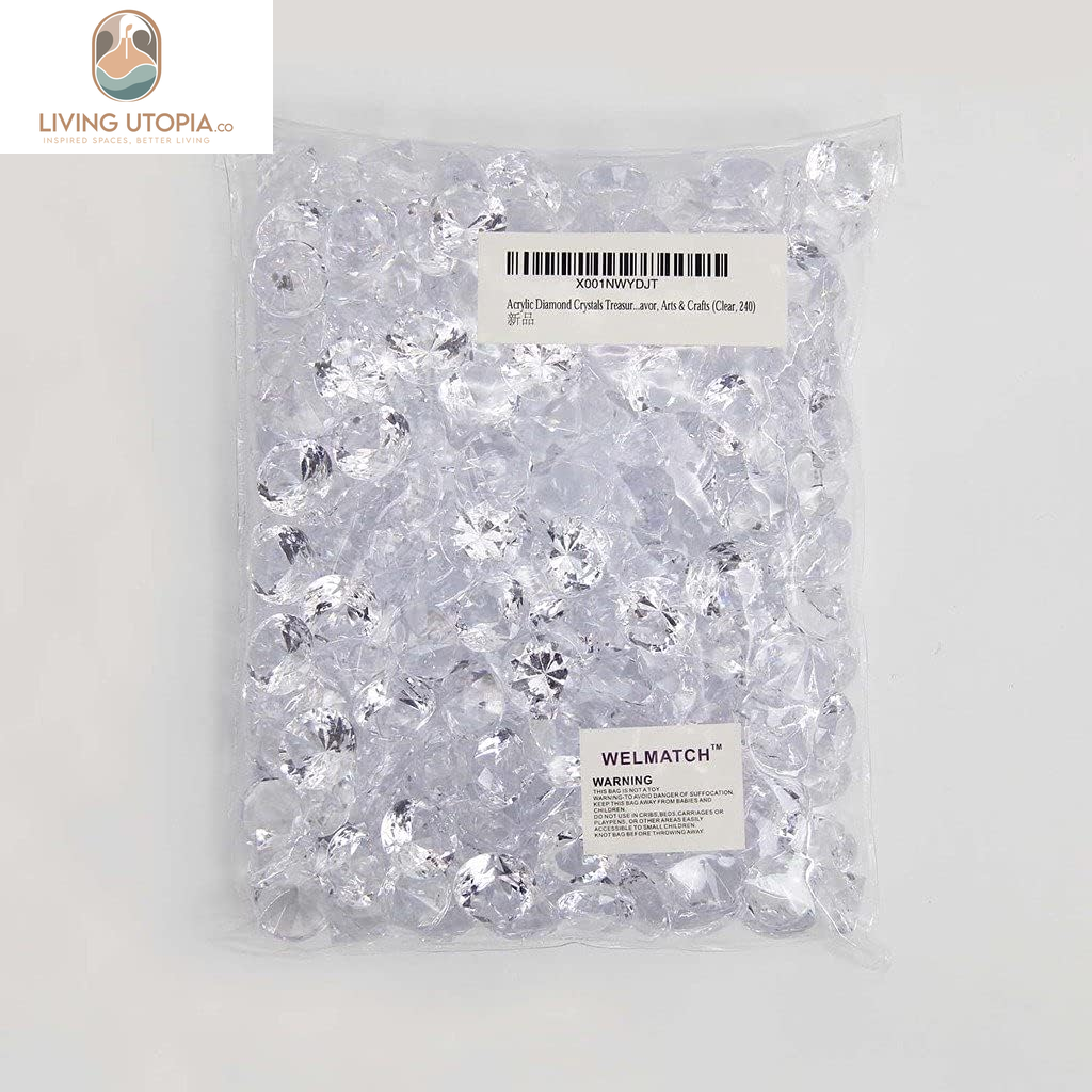 Clear Acrylic Diamond Vase Fillers 1 Pound - 240 Pcs 3/4 Inch Wedding Party Event Banquet Birthday Decoration Crystals Gem Table Scatters (Clear, 240 Pcs)