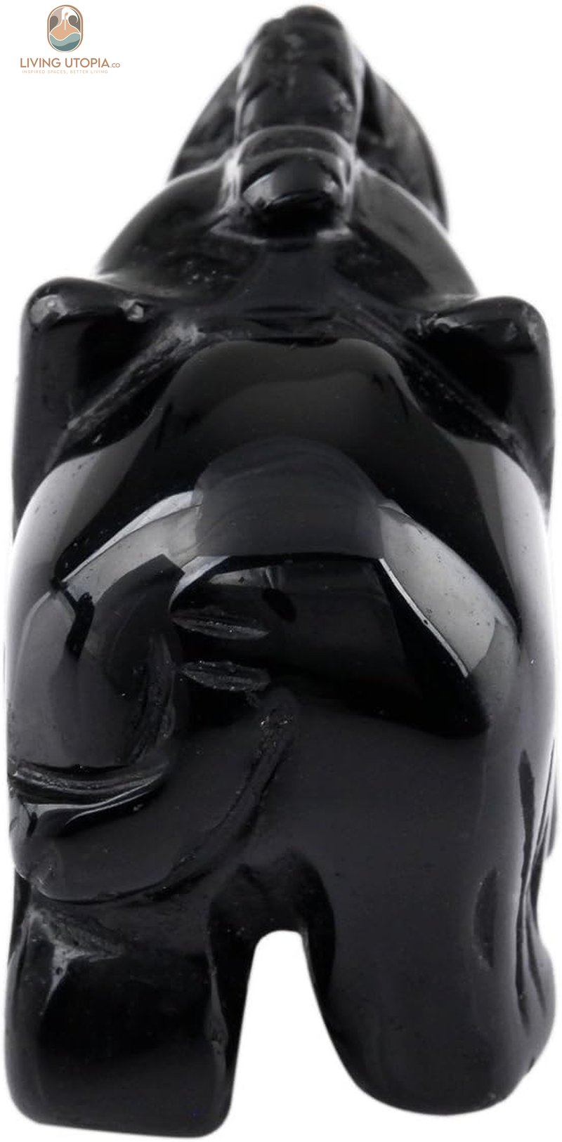 Black Obsidian Crystal Elephant Sculpture Statue Crafts Healing Reiki Pocket Gemstone Figurines 1.5 Inch
