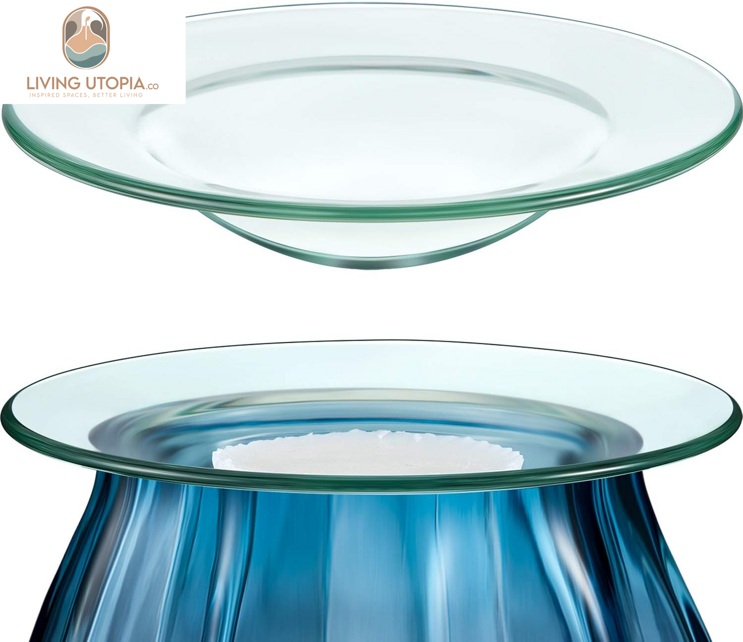 Replacement Oil Warmer Dish round Glass Dish Wax Melt Candle Warmer Bowl Plate Lid Tray for Aroma Therapy Lamp Electric Lamps Oil and Tart(2 Pieces,4.5 Inches)