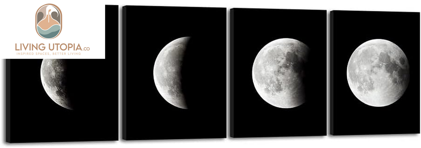 Moon Large Modern Giclee Canvas Prints Artwork Abstract Space Pictures Paintings on Stretched and Framed Canvas Wall Art Ready to Hang for Living Room Bedroom Home Office Decorations