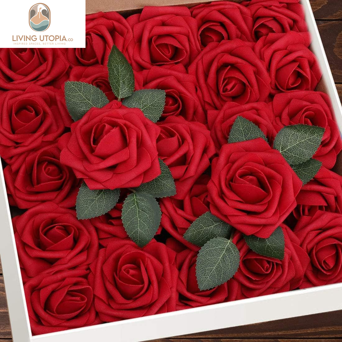 Artificial Flowers 25Pcs Real Looking Fake Roses with Stems for DIY Wedding Bouquets Baby Shower Centerpieces Floral Arrangements Party Tables Home Decorations