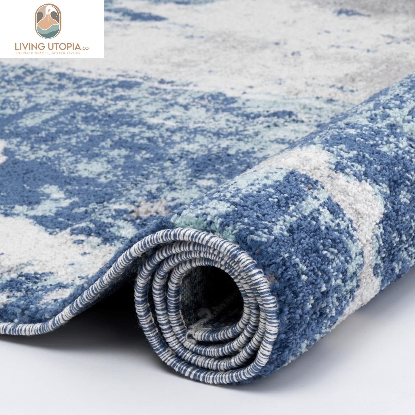 Euston Collection D.Blue-L.Blue 8X10 Modern Abstract Area Rug