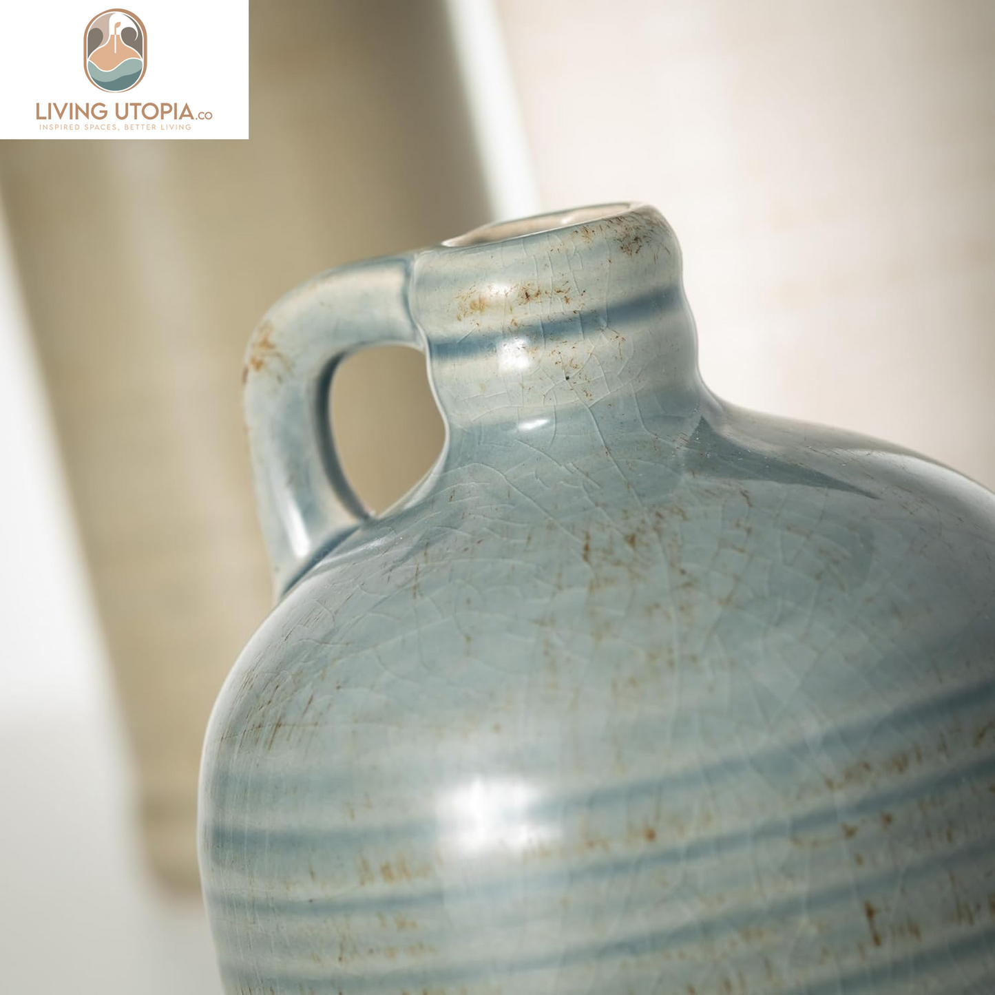 Ceramic Jug Vase Set, Farmhouse Decor, Kitchen, Bedroom, Office, Living Room, Bathroom, & Coffee Table Centerpiece Decorations, Vases for Decor, Mantle & Shelf (CM2431)