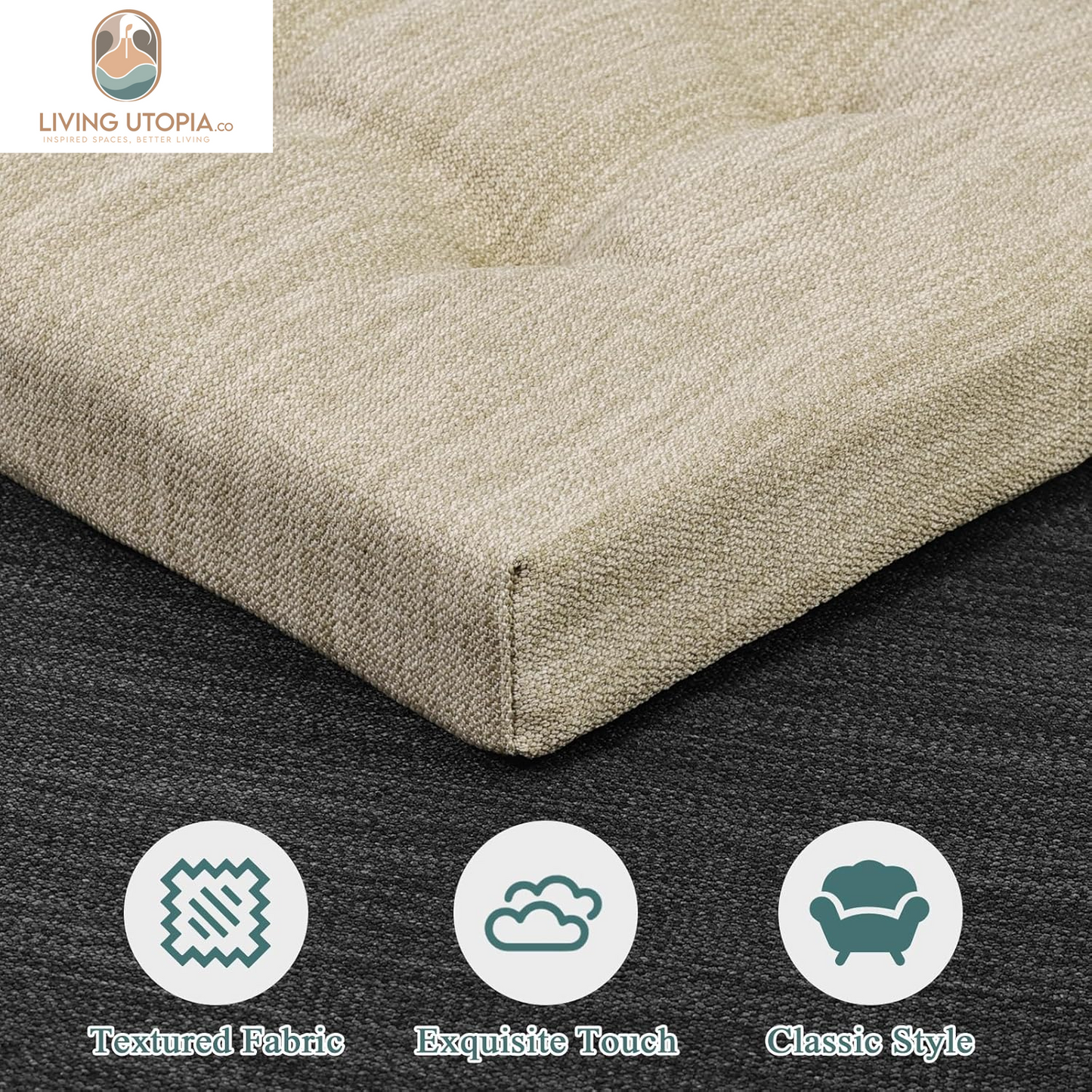 12 Inches Square Seat Cushion Set of 2, Super Soft Bar Stool Square Seat Cushion with Ties- 2 Pads Only, Beige (12'' (30CM))