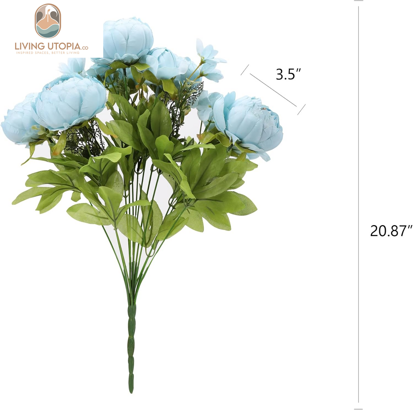 Artificial Peony Silk Flowers Fake Flowers Vintage Wedding Home Decoration,Pack of 1 (Spring Blue)