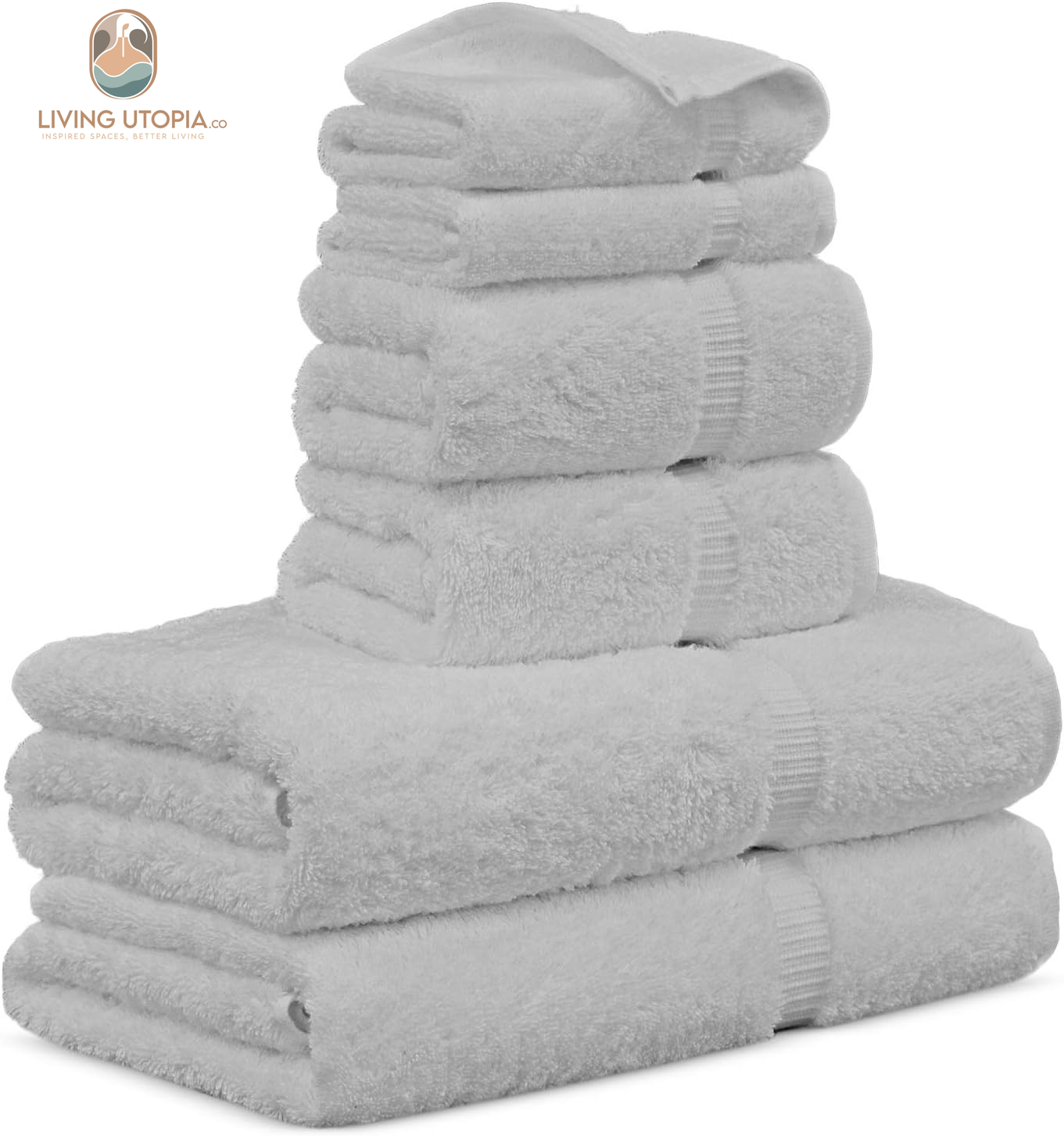100% Turkish Cotton Towel Set (White, Towel Set - 6 Piece)