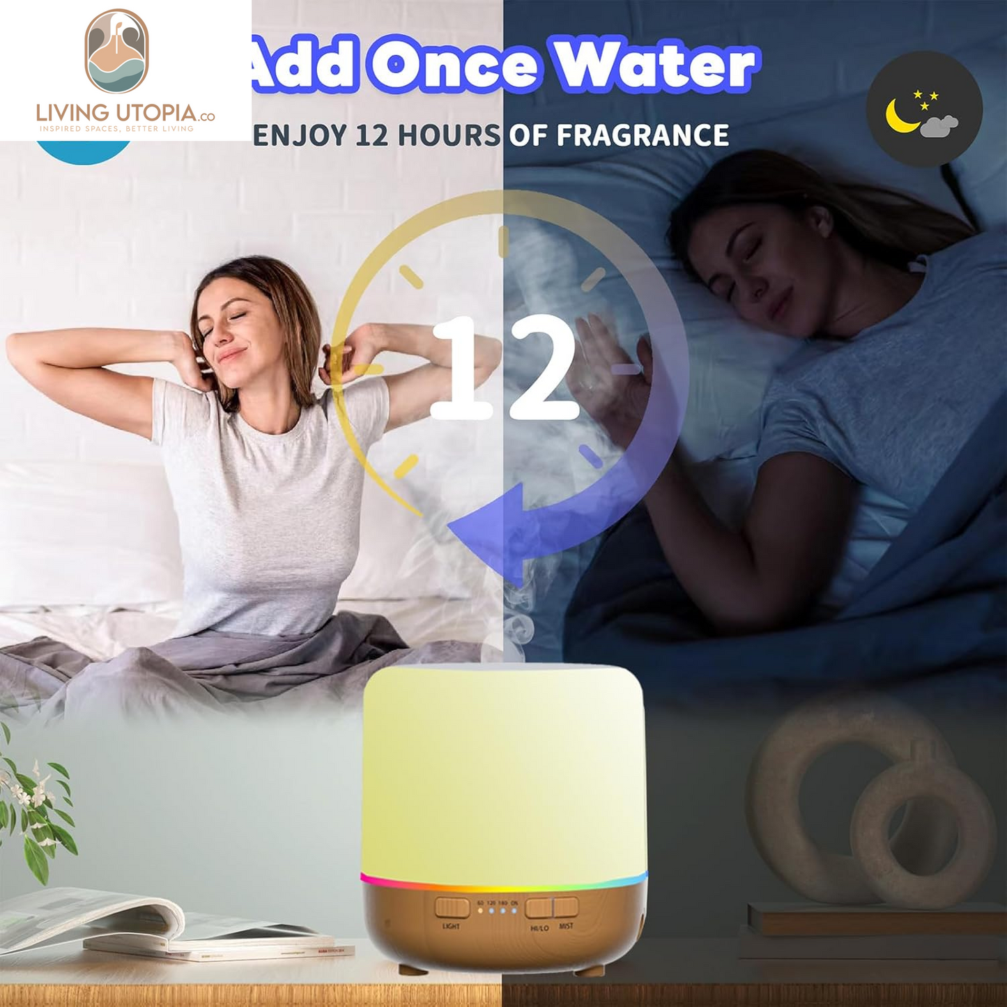 Small Cute Diffusers 200Ml Colorful Essential Oil Diffuser with Adjustable Mist Mode,Auto off Aroma Diffuser for Bedroom/Office/Home (200 ML 1 Pack Yellow)