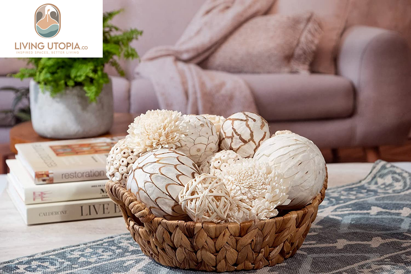 Large Decorative Balls Bowl Filler Decor Orbs White & Cream (Natural White)