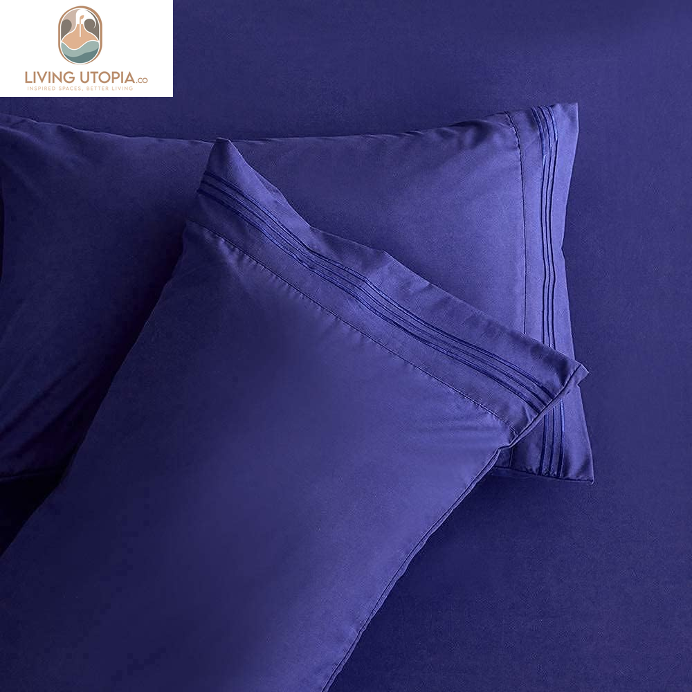 Bed Sheet Set - Brushed Microfiber Bedding - Bedding Sheets & Pillowcases - Deep Pockets - Easy Fit - Breathable & Cooling Sheets - 4 Piece Full Blue Set