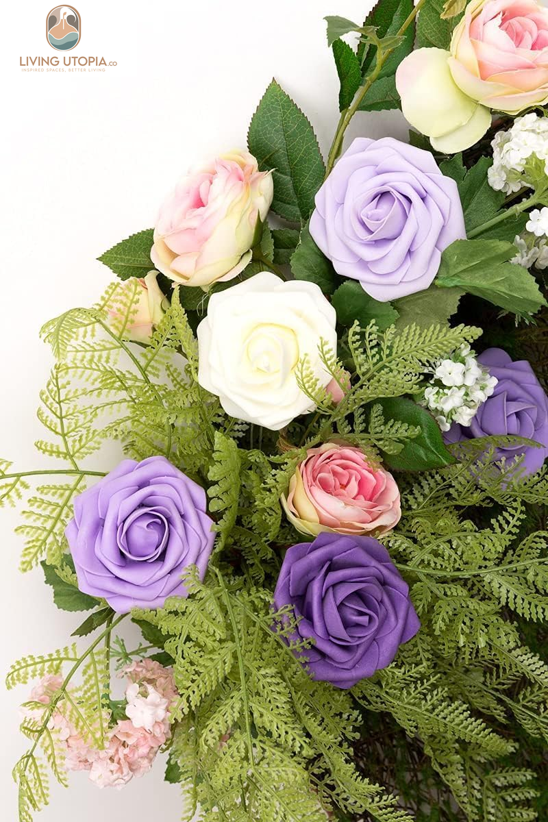 Artificial Flowers, 25Pcs Fake Flowers Rose Perfect for DIY Wedding Bridesmaid Bridal Bouquets Centerpieces Home Flower Arrangement Decoration, Series Purple