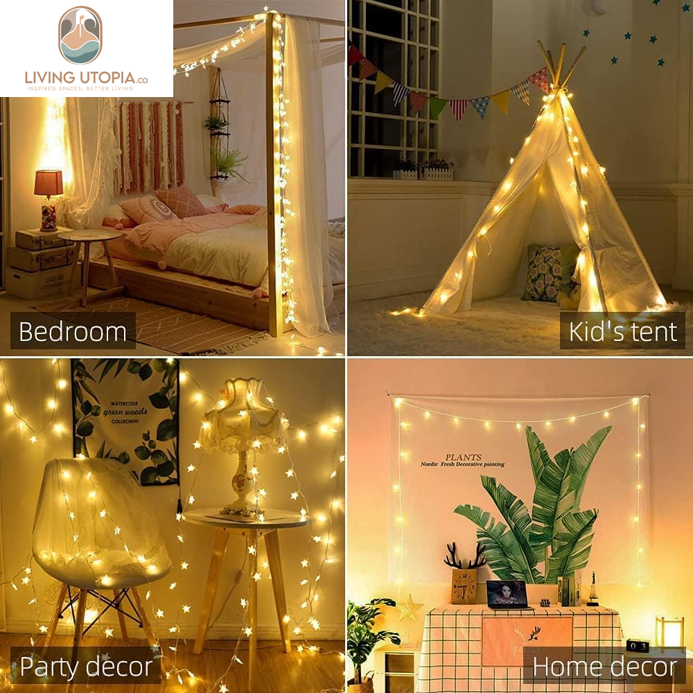 Star String Lights Plug in - 33 Ft 100 LED Star Fairy String Lights with Remote and Timer, Waterproof for Bedroom Porch Wedding Party Patio Garden Tent Indoor Outdoor Décor, Warm White