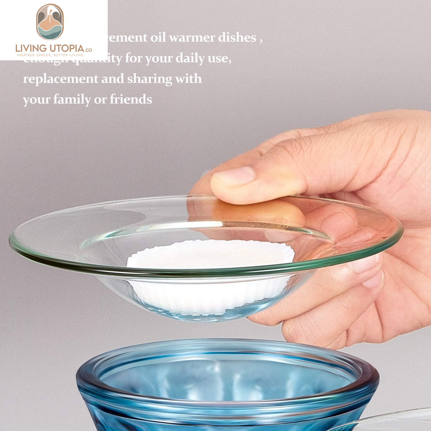 Replacement Oil Warmer Dish round Glass Dish Wax Melt Candle Warmer Bowl Plate Lid Tray for Aroma Therapy Lamp Electric Lamps Oil and Tart(2 Pieces,4.5 Inches)