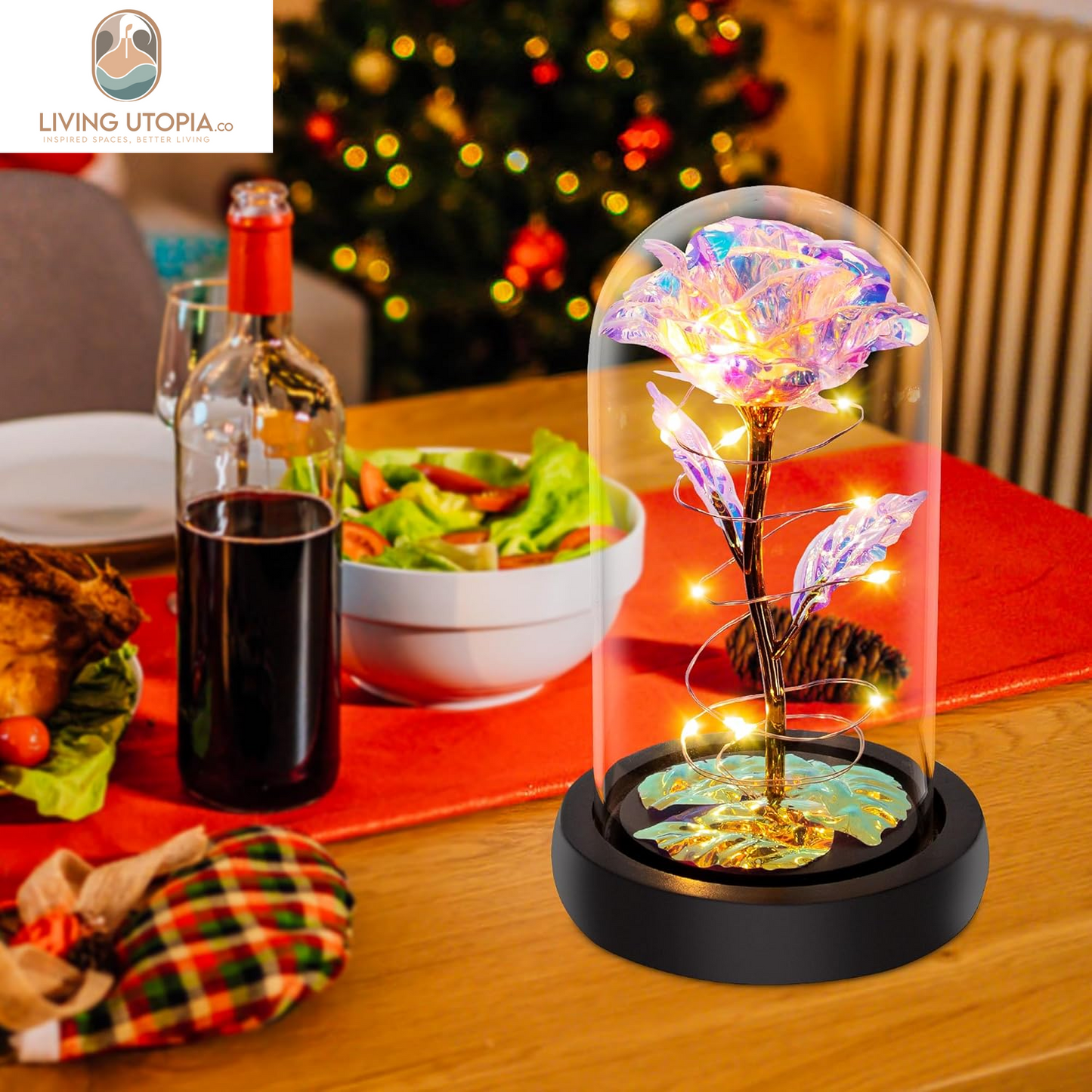 Birthday Gifts for Women,Mothers Day Flowers Gifts for Mom,Wife,Grandma,Rose Mom Gifts for Her,Light up Rose Flowers in Glass Dome,Colorful Rainbow Flower Rose Presents for Mom,Anniversary,Valentines