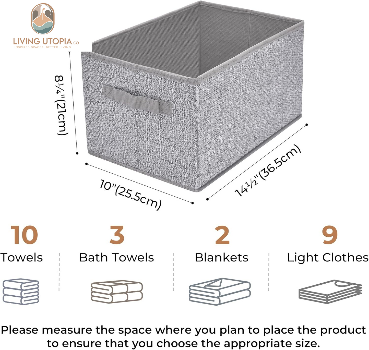 Gray Fabric Storage Bins with Handles (Set of 3)