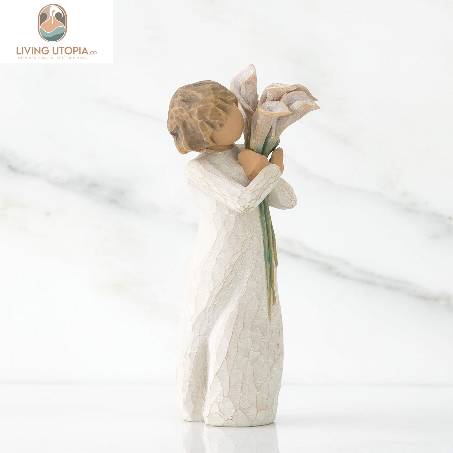Beautiful Wishes, a Gathering of Beautiful Wishes for You - Love, Health, Happiness, a Gift That Expresses Caring or for Those Who Love Flowers, Sculpted Hand-Painted Figure