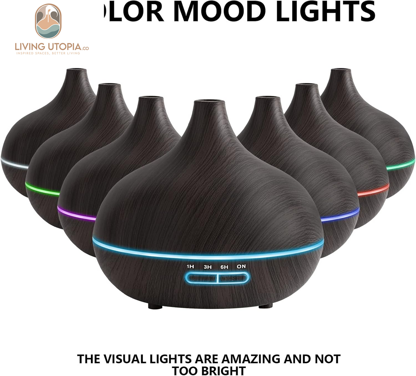 Diffusers for Essential Oils Large Room, 550Ml Essential Oil Diffusers with Remote Control, Ultrasonic Oil Diffuser with Timer, 7 Colors Light for Bedroom