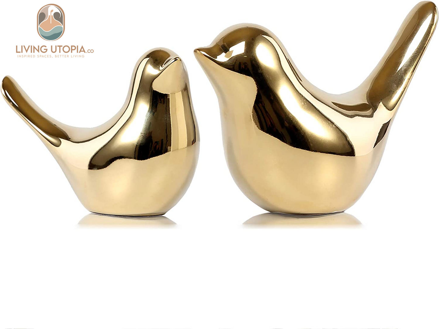 Small Birds Statues Gold Home Decor Modern Style Figurine Decorative Ornaments for Living Room, Bedroom, Office Desktop, Cabinets