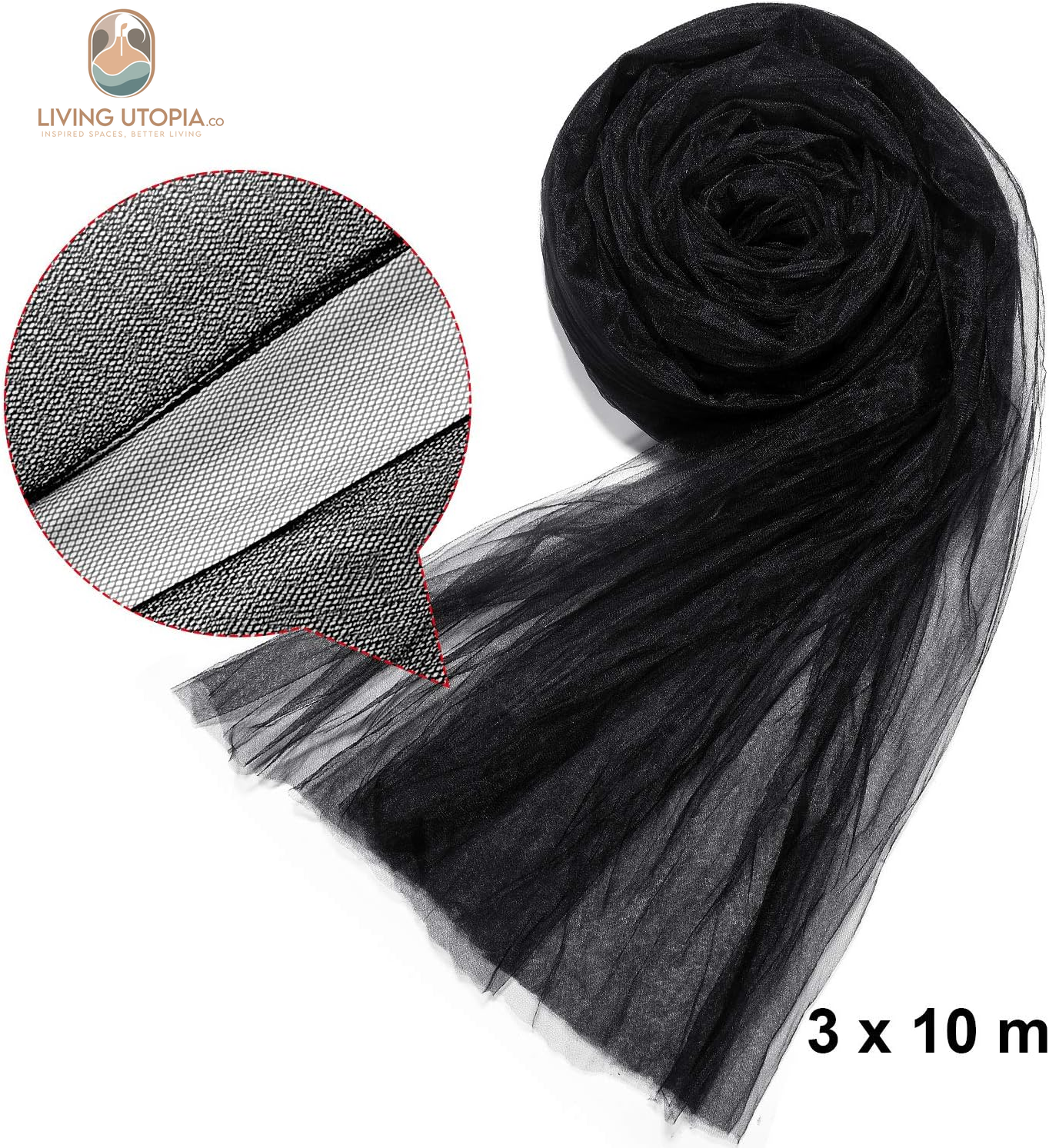 Black Outdoor Insect Netting (9.84 x 32.81 ft)