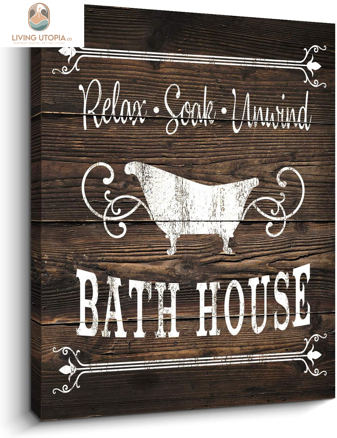 Bathroom Rules Sign Vintage Canvas Prints Bath Signs Wall Art Decor Rustic Laundry Room Decor for Bathroom Apartment (12" X 16", Bath (Brown) A)