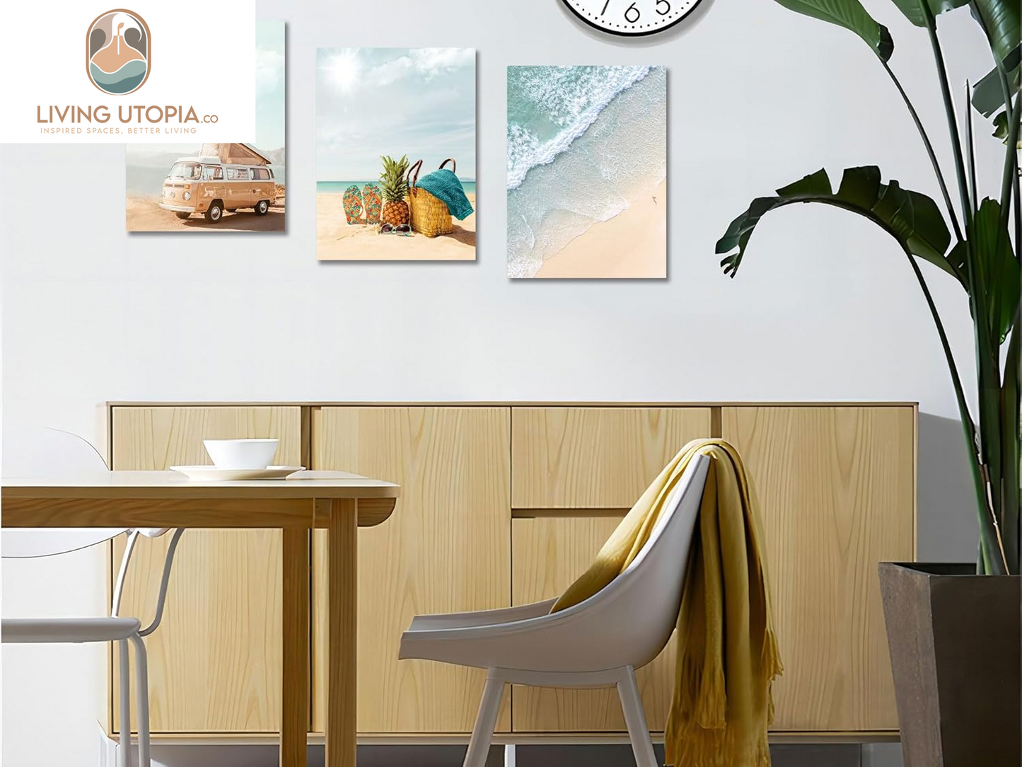 Beach Wall Art Canvas Coastal Sea Pictures Bathroom Decor, Modern Turquoise Ocean Landscape Painting Framed Artwork for Bedroom Living Room Dinning Room Home Office Wall Decor, 12"X16"X3 Panels