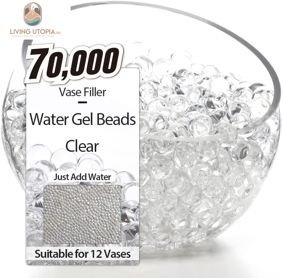 70,000 Clear Water Gel Beads for Vases, Tansparent Water Gel Beads for Vase Filler Beads, Candles, Wedding Centerpiece Floral Decorations