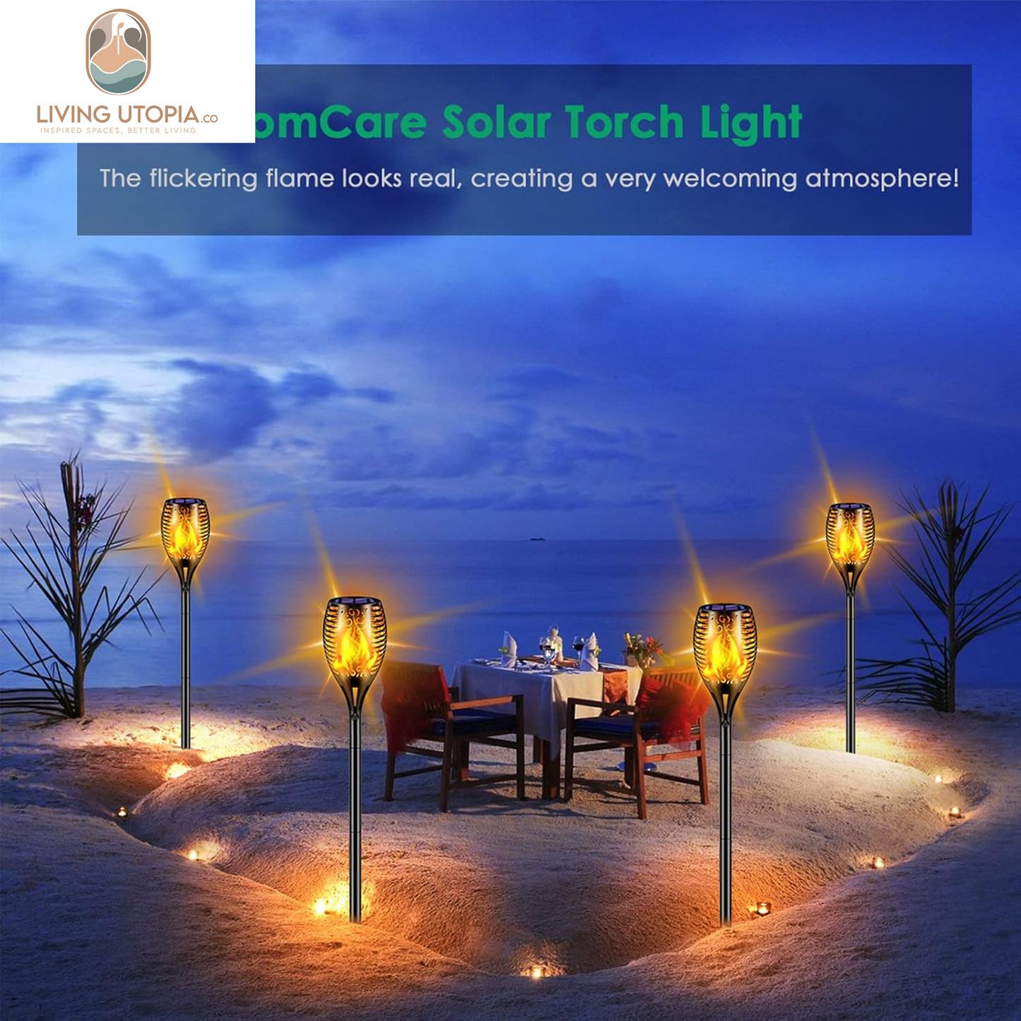 Solar Lights Outdoor 99 LED Higher & Larger Flickering Flame Solar Torch Lights 43" Waterproof Outdoor Lighting Solar Powered Pathway Lights for Garden Patio Yard, 4Pack