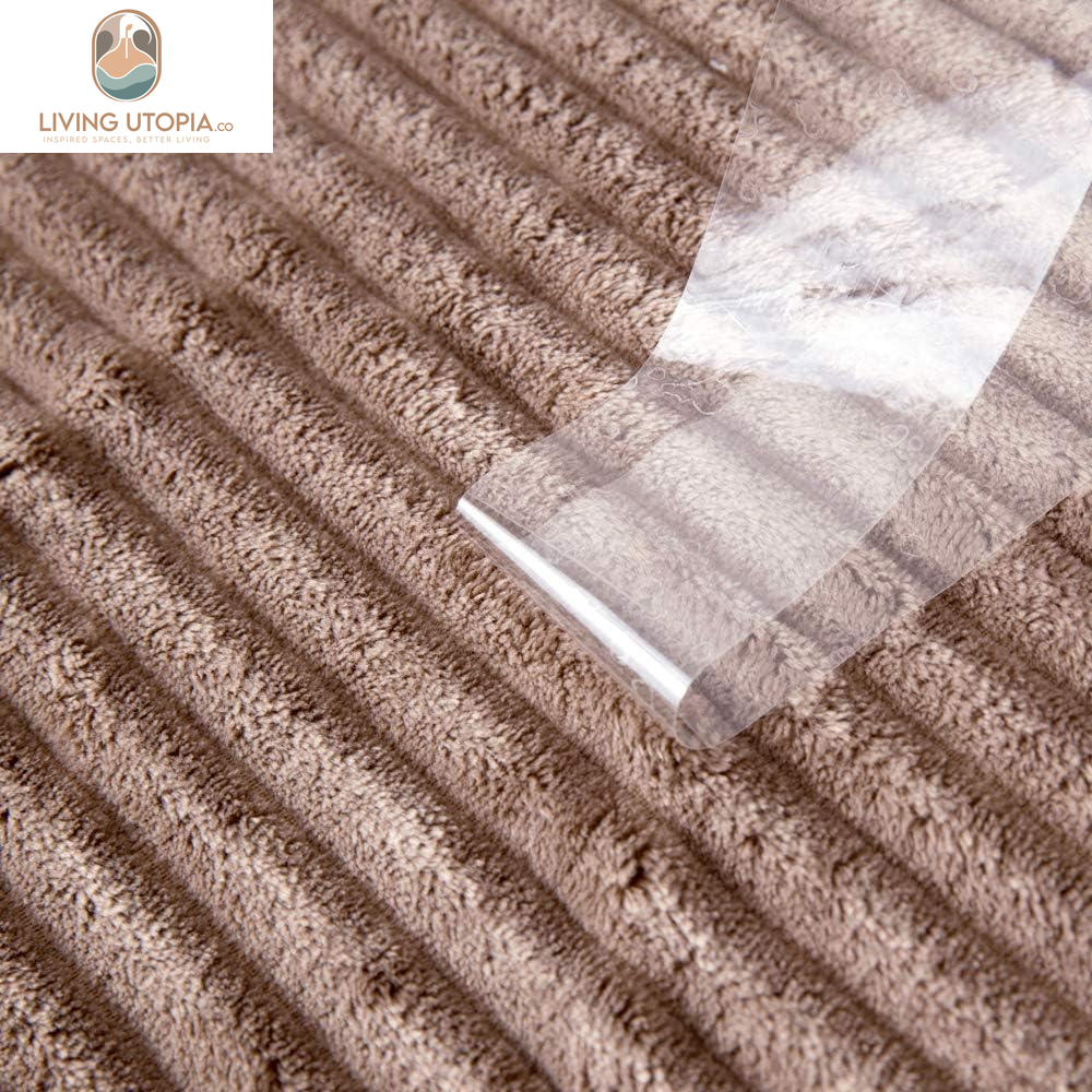 Fleece Throw Blanket for Couch 300GSM Super Soft Lightweight Plush Striped Blanket, Brown Warm Cozy Breathable Ribbed Flannel Blanket for Bed/Sofa, Twin Size 60"X80"