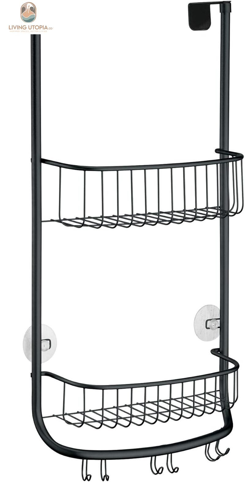 Idesign Over-The-Door Hanging Shower Caddy Organizer, the Forma Collection – 12” X 6.5” X 24”, Matte Black