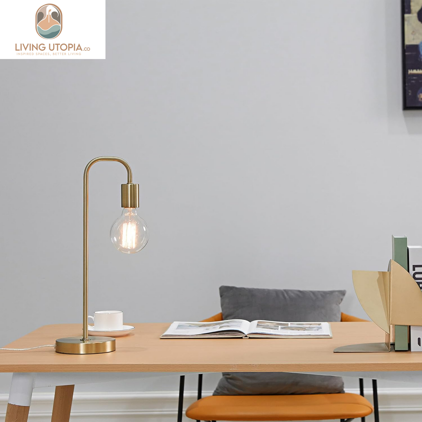 67433 18" Table Lamp, Matte Brass, Table Lamp for Living Room, Home Décor, Lamps for Bedrooms, Room Décor, Nightstand, Home Improvement, Reading Lamp, E26 Base Socket, Home Décor