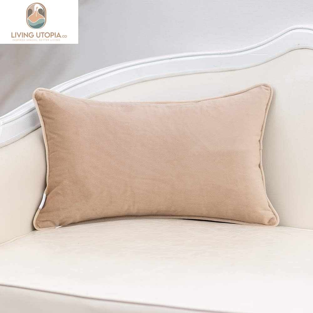Brown Striped Throw Pillow Cover Multicolor Velvet Cushion Cover Zippered Rectangular Pillowcase for Sofa Couch Bedroom Living Room Home Decoration, 12X20 Inch