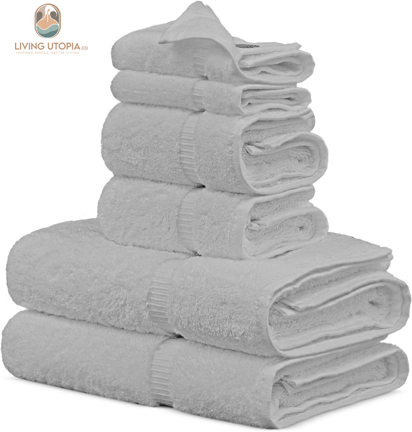 100% Turkish Cotton Towel Set (White, Towel Set - 6 Piece)