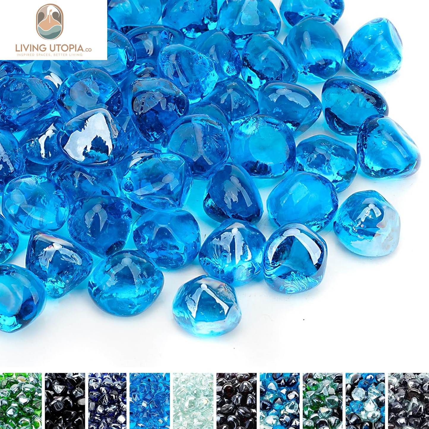Caribbean Blue Reflective Fire Pit Glass – 10 lb