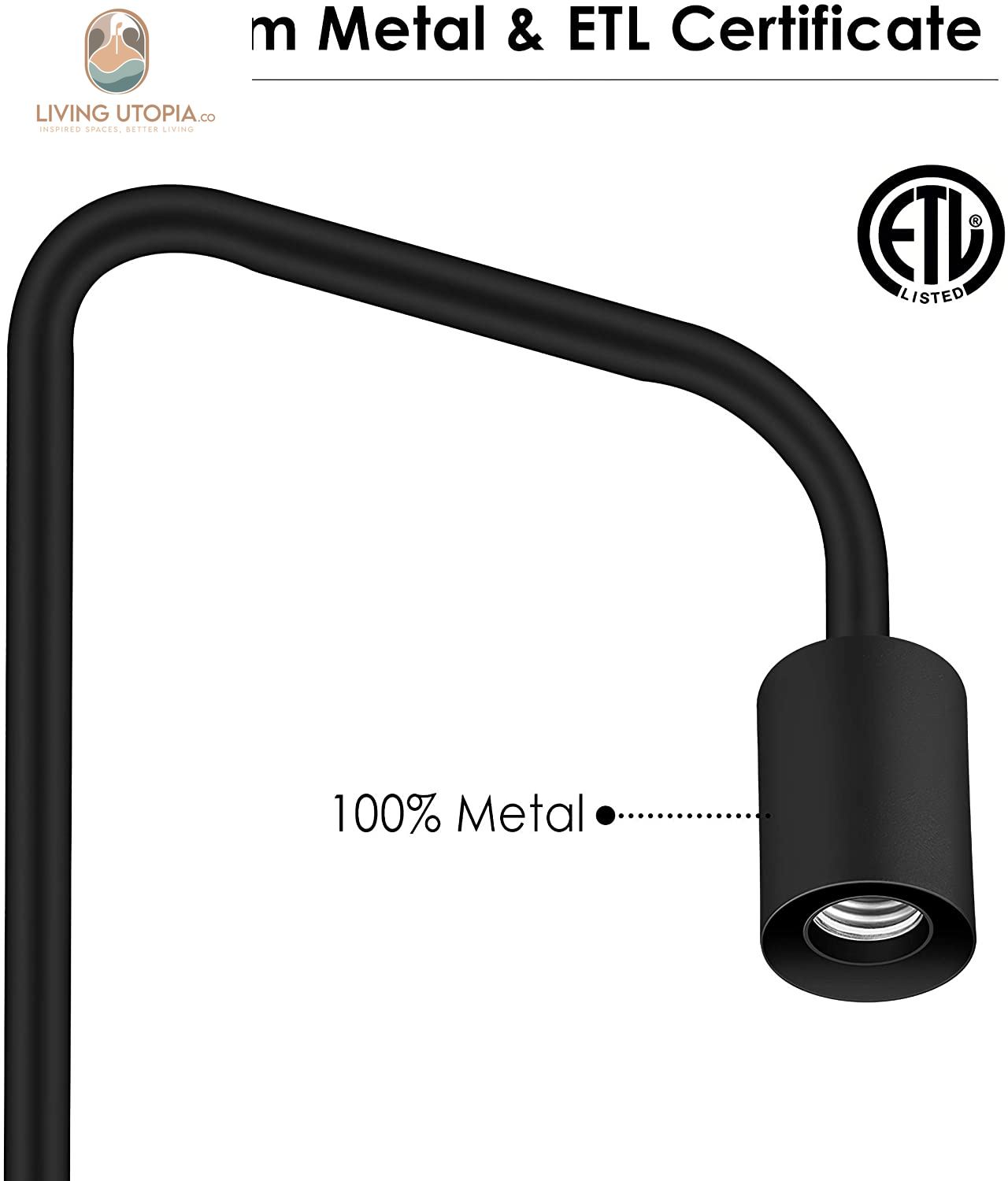 Floor Lamp, Industrial Floor Lamp, 63 Inch Standing Lamp, E26 Socket, On/Off Footswitch, Whole Metal, ETL Listed, Modern Floor Lamp for Bedroom, Living Room, Minimalist, Vintage, Mid Century