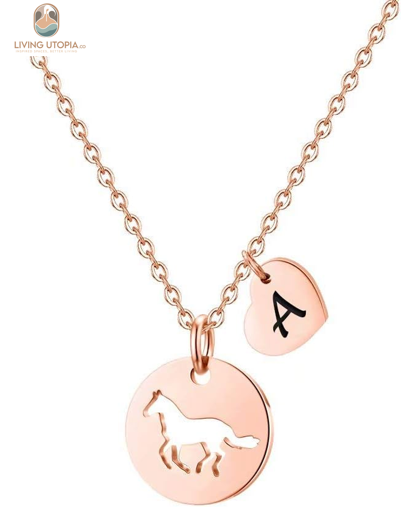 Horse Gifts for Girls - Stainless Steel Horse Necklace for Girls Dainty Heart 26 Initial Necklace Horses for Girls Horse Jewelry Horse Gifts for Girls Women Horse Lovers Teen Girl Gifts