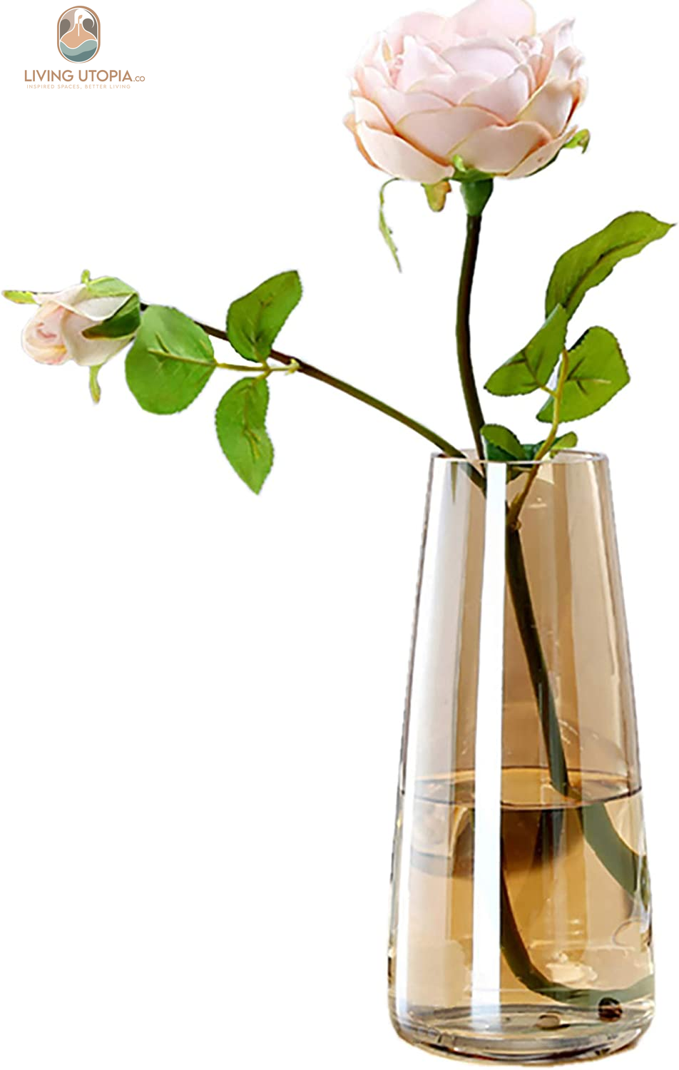 Modern Glass Vase Irised Crystal Clear Glass Vase for Home Office Decor (Crystal Amber)