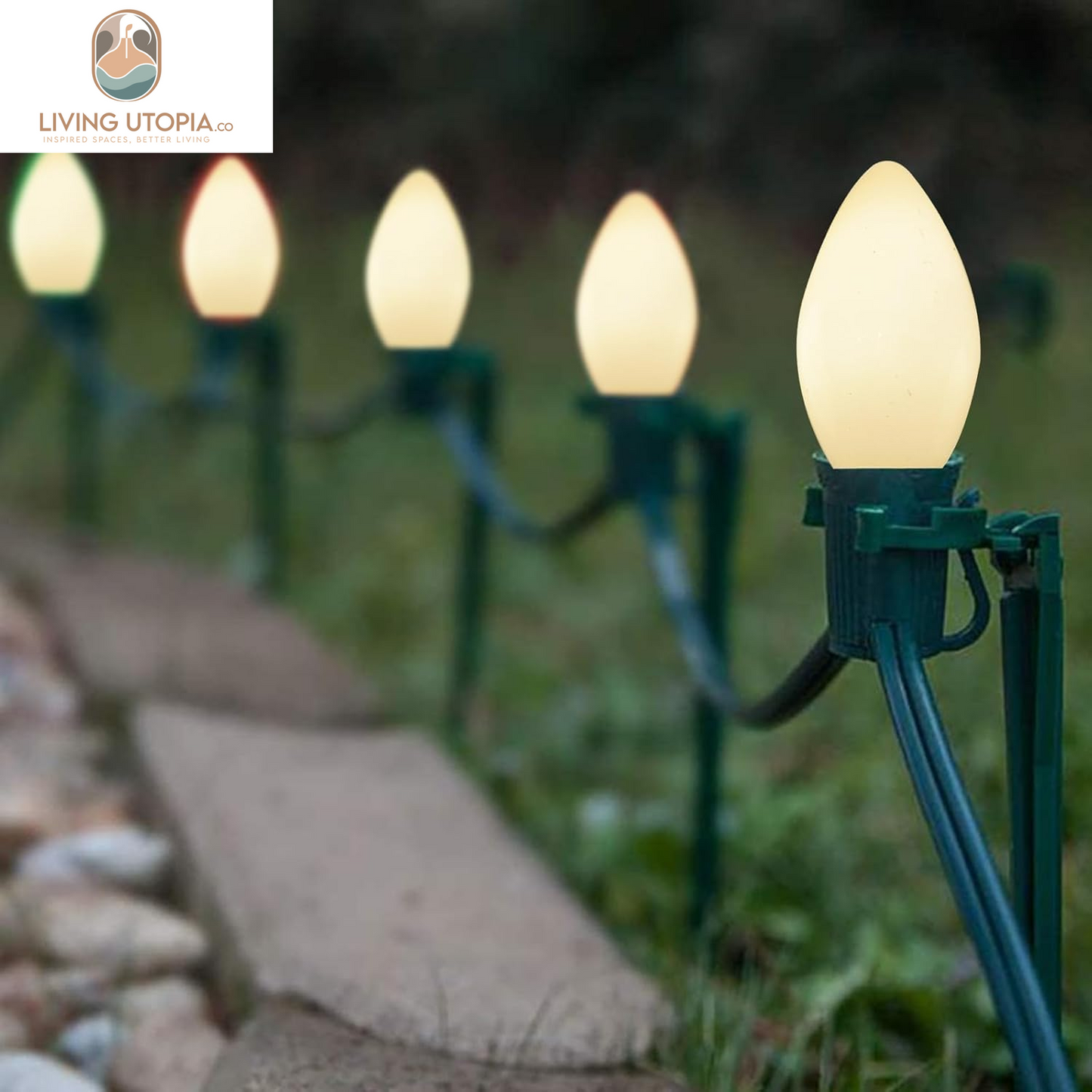 25 Pack C7 White Replacement Bulbs, Ceramic C7 White Light Bulbs for Christmas Outdoor Patio Indoor String Lights, C7/E12 Candelabra Base, 5 Watt Night Light Bulbs- White