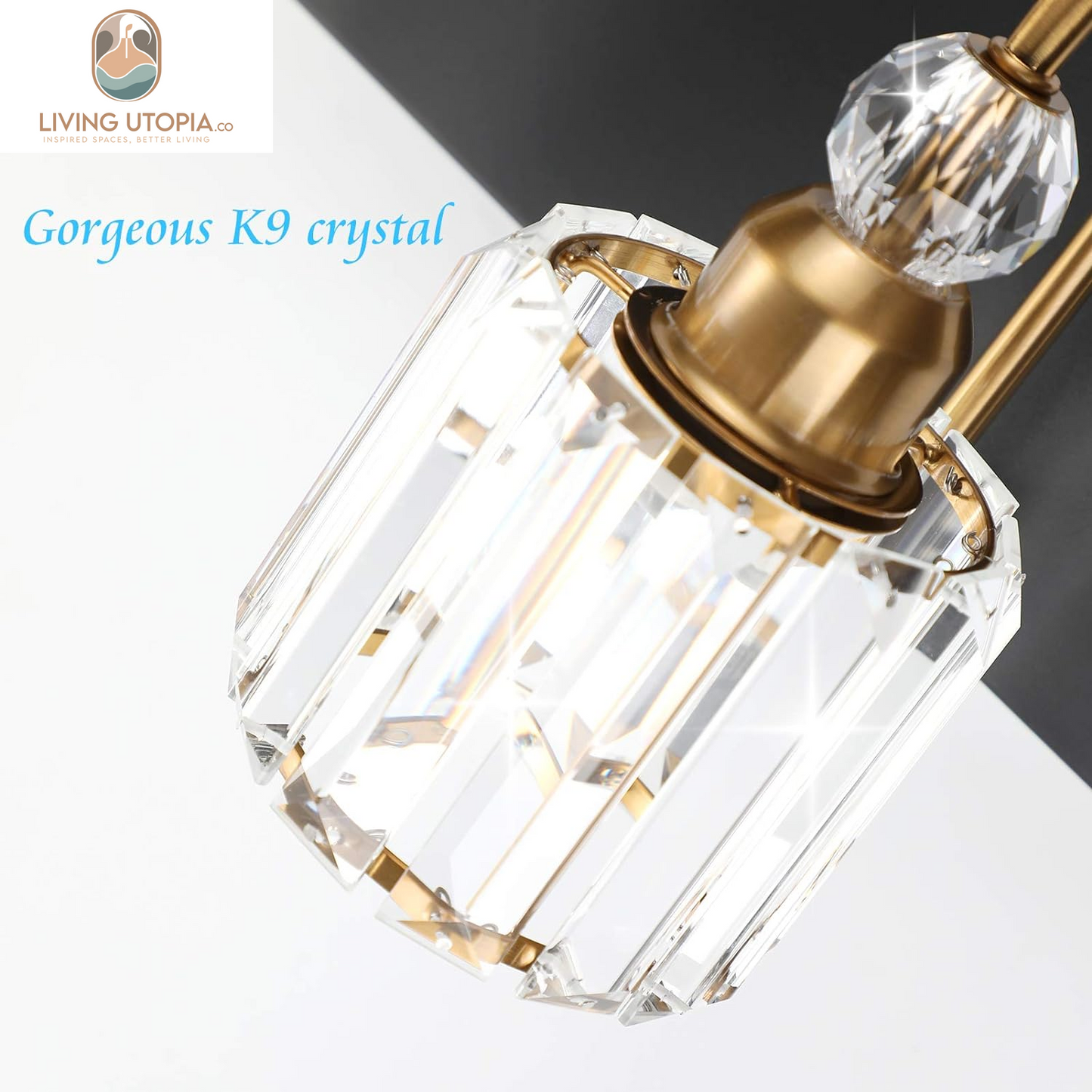 Modern Bathroom Vanity Light Fixture, 3-Lights, Black Metal & Crystal, HJ-8600-3T