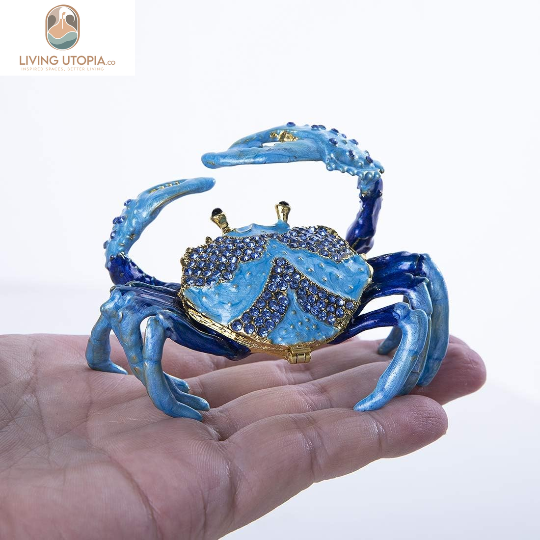 Crab Jewelry Trinket Boxes Hinged Animal Jeweled Trinket Box Decorative Crab Collectible Figurine
