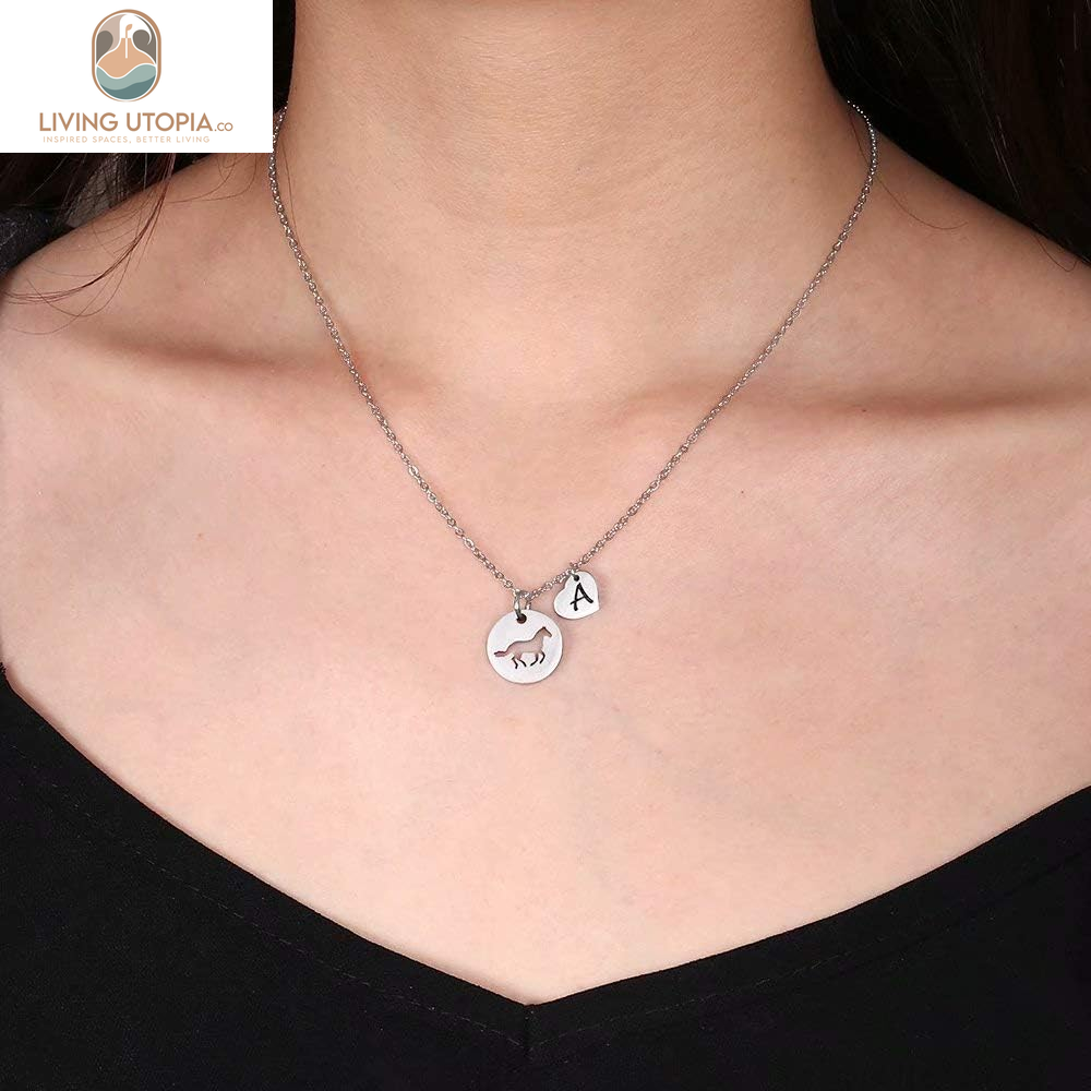 Horse Gifts for Girls - Stainless Steel Horse Necklace for Girls Dainty Heart 26 Initial Necklace Horses for Girls Horse Jewelry Horse Gifts for Girls Women Horse Lovers Teen Girl Gifts