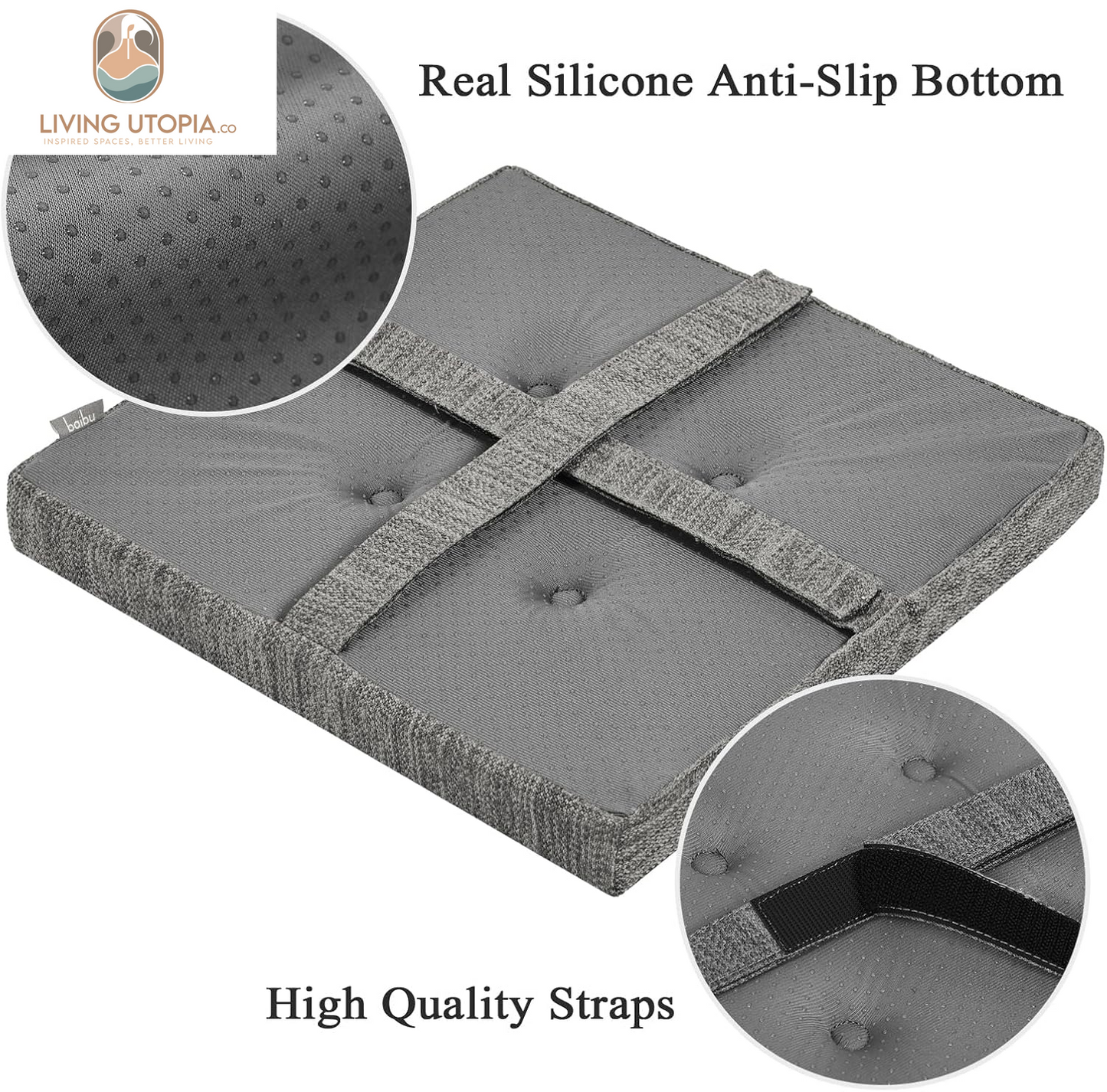 12 Inches Square Seat Cushion, Super Soft 2PC Bar Stool Square Seat Cushion with Ties- Gray (12" (30CM) 2PC)