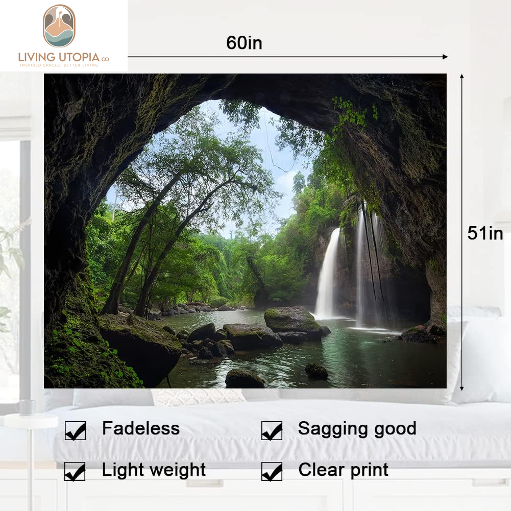 Forest Tapestry Home Decor Landscape Tapestry Living Room Bedroom Decoration Tapestry Magic Tapestry Curtain (Waterfall, 60''L×51''W)
