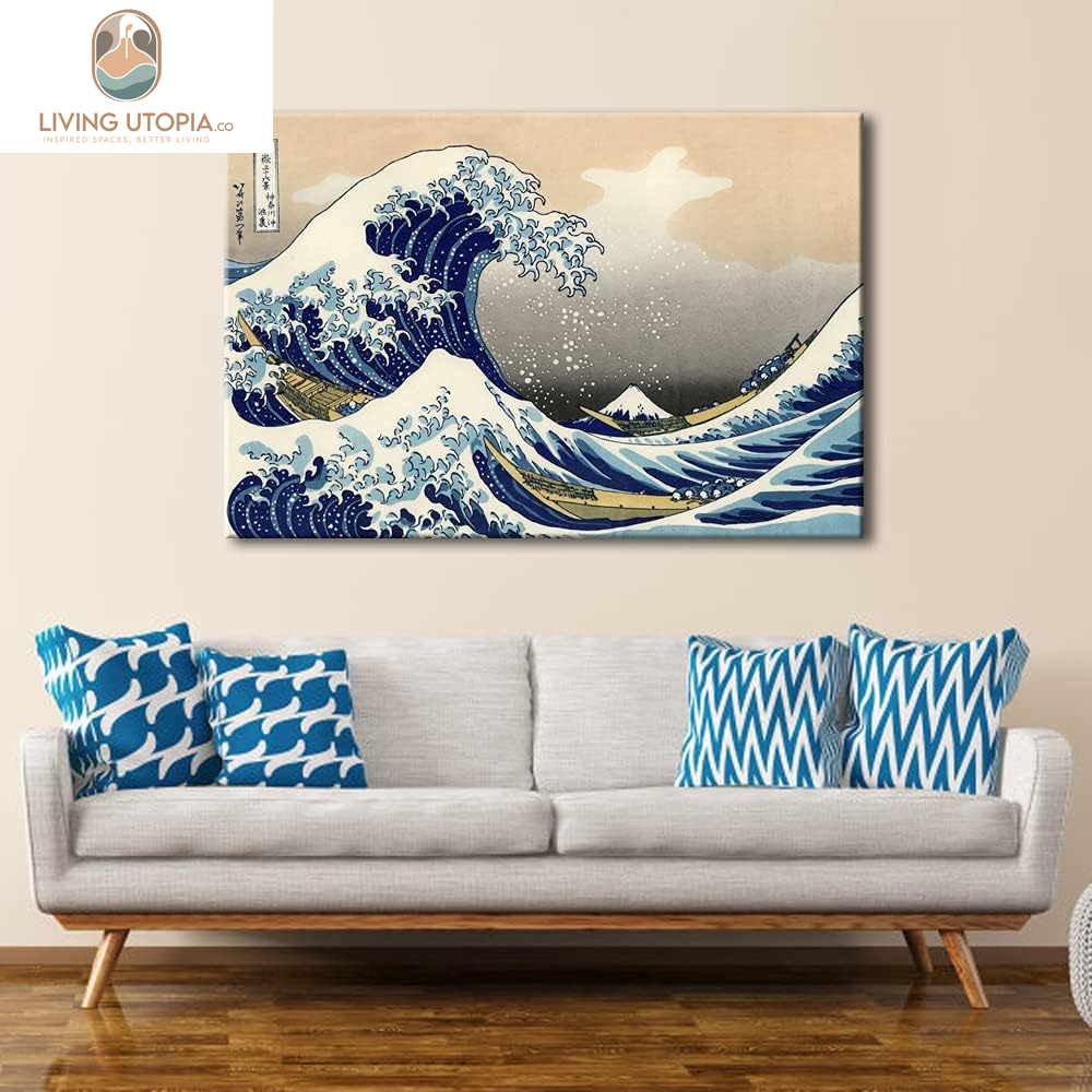 Great Wave of Kanagawa Katsushika Hokusai Giclee Canvas Prints Wall Art Abstract Seascape Pictures Paintings for Living Room Home Decorations Large Modern Stretched and Framed Sea Artwork