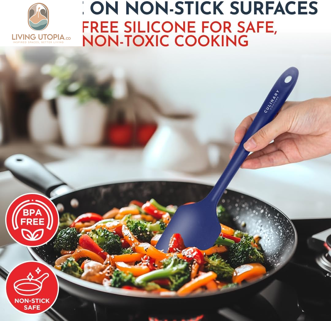 4-Piece Blue Silicone Baking Spatula Set - Rubber Spatulas Silicone Heat Resistant up to 428°F, Bpa-Free - Silicone Spatula Set for Nonstick Cookware - Silicone Baking Utensils