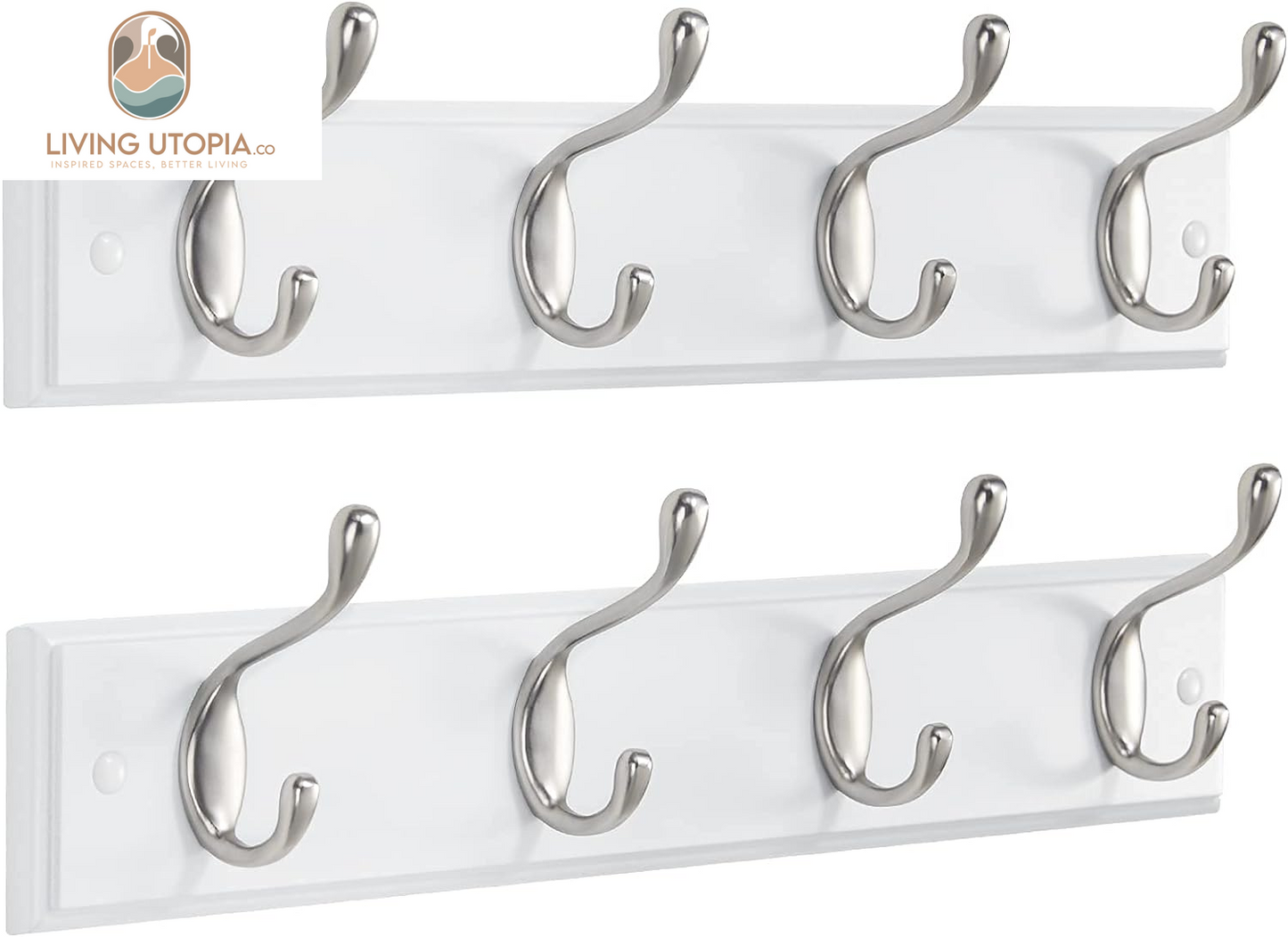 Coat Rack Wall Mount 2 Pack, Coat Hooks Wall Hooks Coat Hangers for Wall, Hat Racks Hooks for Hanging Coats Wall Mounted, White