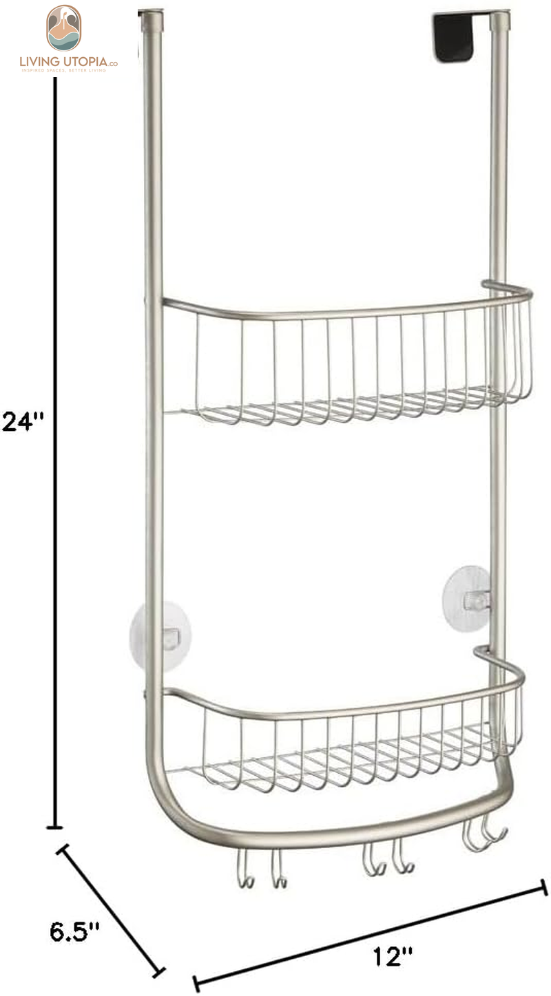 Idesign Over-The-Door Hanging Shower Caddy Organizer, the Forma Collection – 12” X 6.5” X 24”, Matte Black