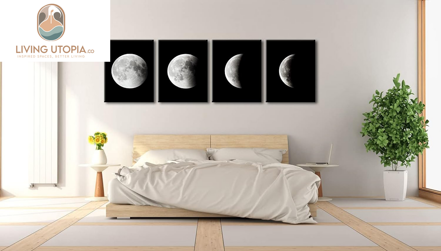 Moon Large Modern Giclee Canvas Prints Artwork Abstract Space Pictures Paintings on Stretched and Framed Canvas Wall Art Ready to Hang for Living Room Bedroom Home Office Decorations