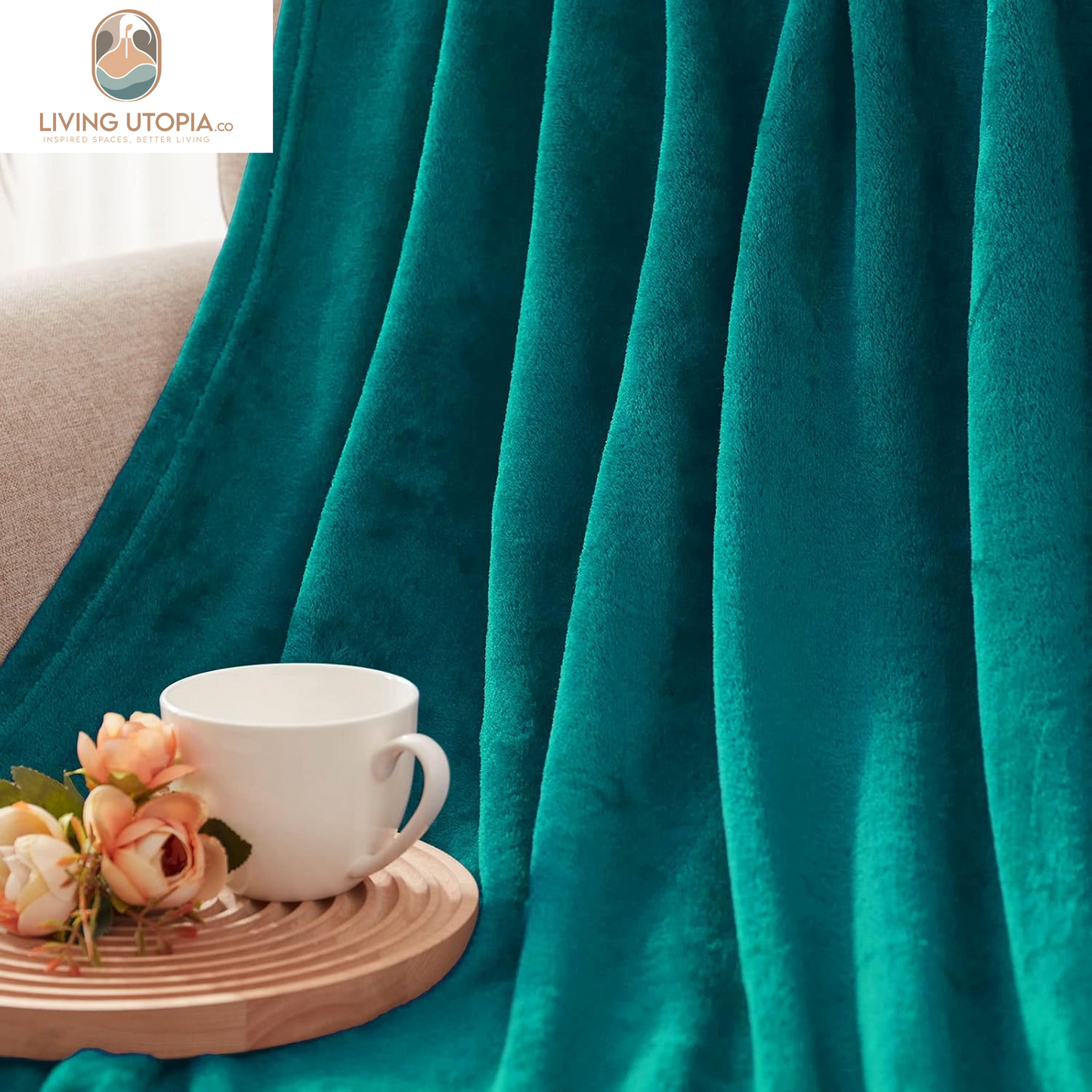 Extra Large Fleece Throw Blanket for Couch, Sofa, 300GSM Super Soft and Warm Blankets, Teal Throw All Season Use, Cozy, Plush, Lightweight, 50X70 Inches